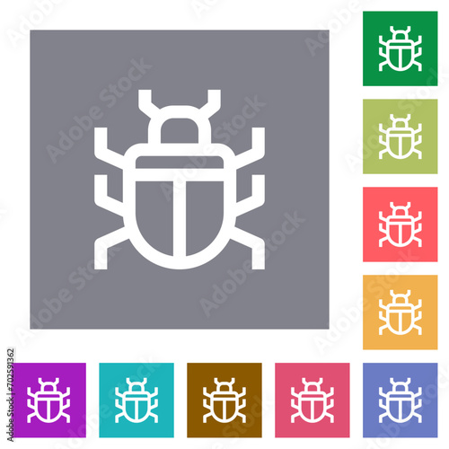 Computer bug outline square flat icons