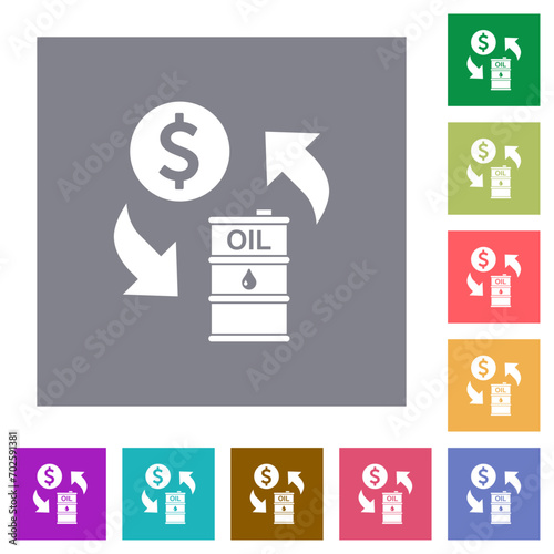 Dollar oil exchange square flat icons