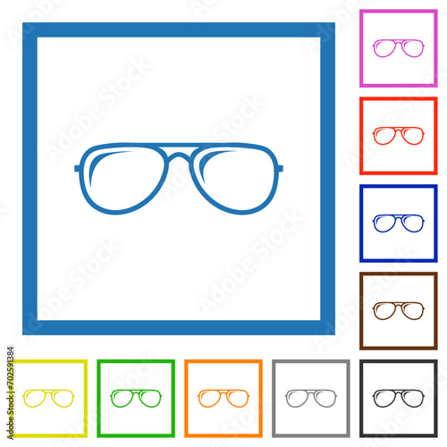 Glasses with glosses flat framed icons