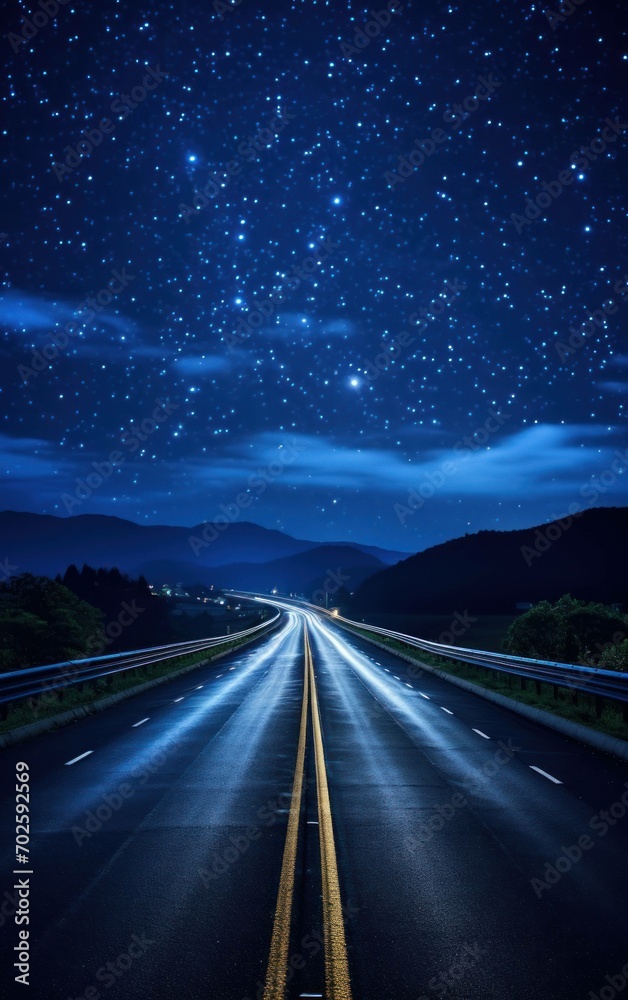 Serene Motorway Under the Starry Sky