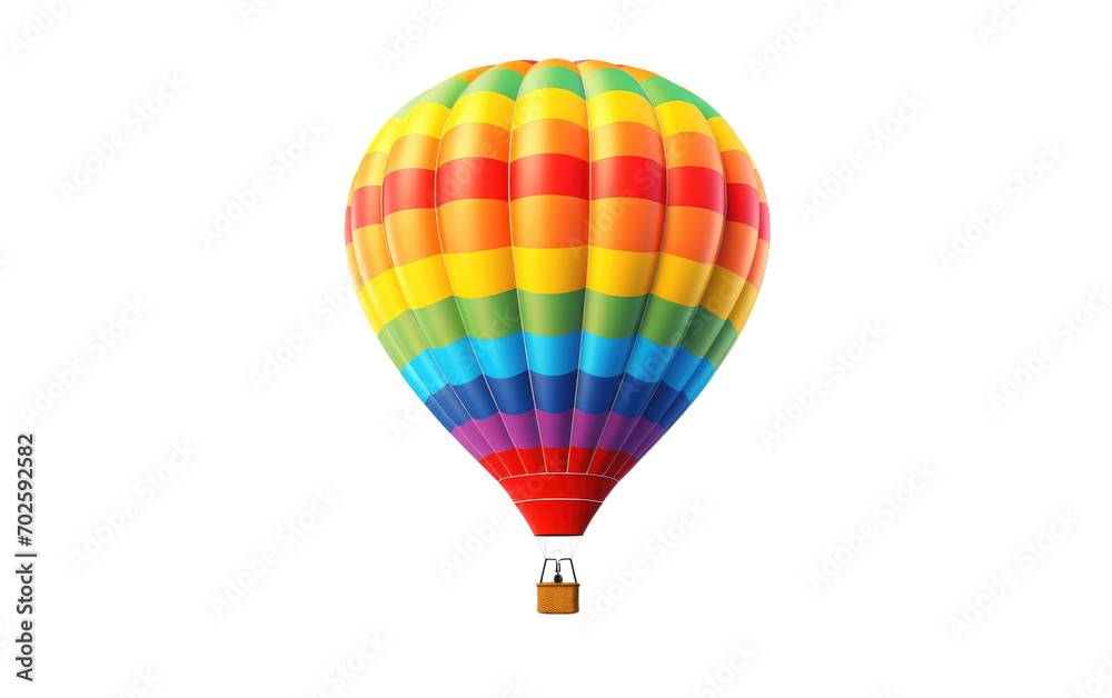 Fototapeta premium A Voyage to Nirvana as a Hot Air Balloon Floats in the Open Sky on a White or Clear Surface PNG Transparent Background