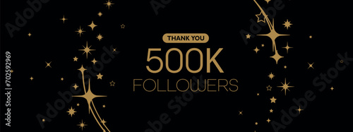 Thank you 500k followers card on white background	