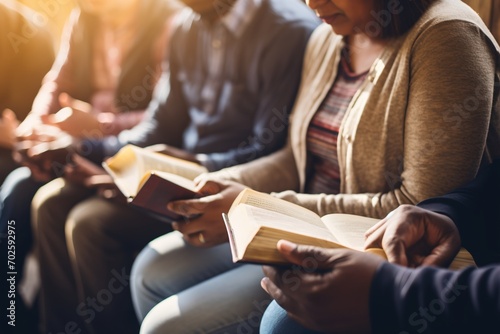 Multiethnic group of people reading the Bible