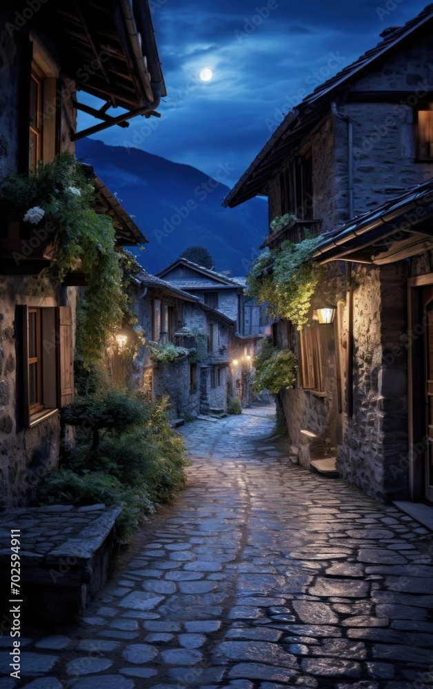 Scene of a Peaceful Alley in a Mountain Village Scene of a Peaceful Alley in a Mountain Village