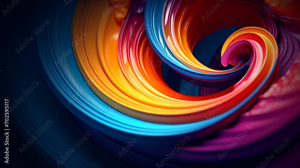 Fototapeta premium Multicolored swirl of lines 3d rendering in papercut style. AI generative.