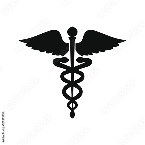 caduceus medical symbol on white background photo