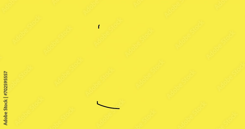 Black stroke outline numbers countdown timer from 10 to 0 seconds on yellow background. 4k resolution Realtime countdown animation. High quality 4k footage