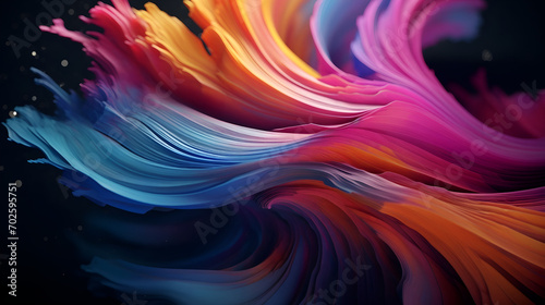 Multicolored swirl of lines 3d rendering in papercut style. AI generative.