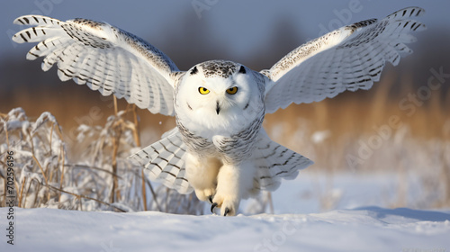 Snowy owl isolated on white background