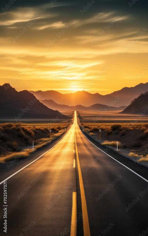 Sunrise on a Deserted Highway