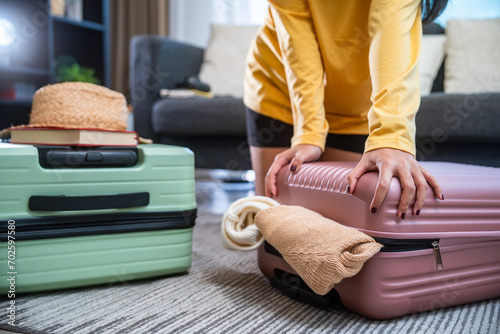Preparation travel suitcase at home