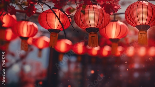 Chinese red paper lanterns. Chinese New Year celebration