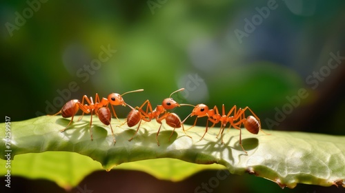 Macro Shot of a Fire Ant on a Leaf © sitifatimah