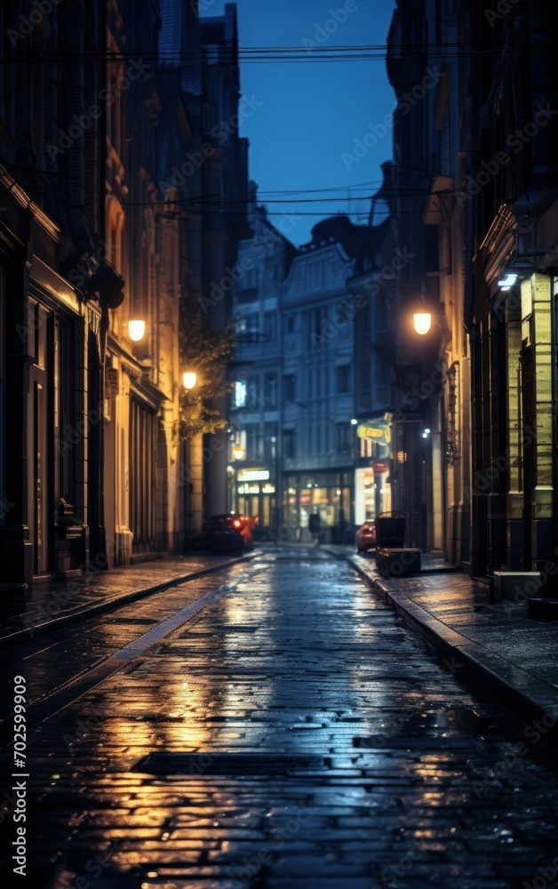 Capture of a Tranquil City Path at Night