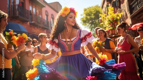 Traditional Hispanic Fiesta: Street Dance with Women