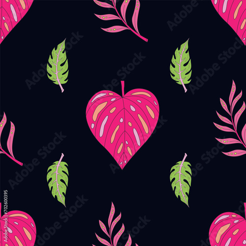 Seamless tropical leaf pattern. perfect for decoration and textiles. vector surface repeat pattern. illustration