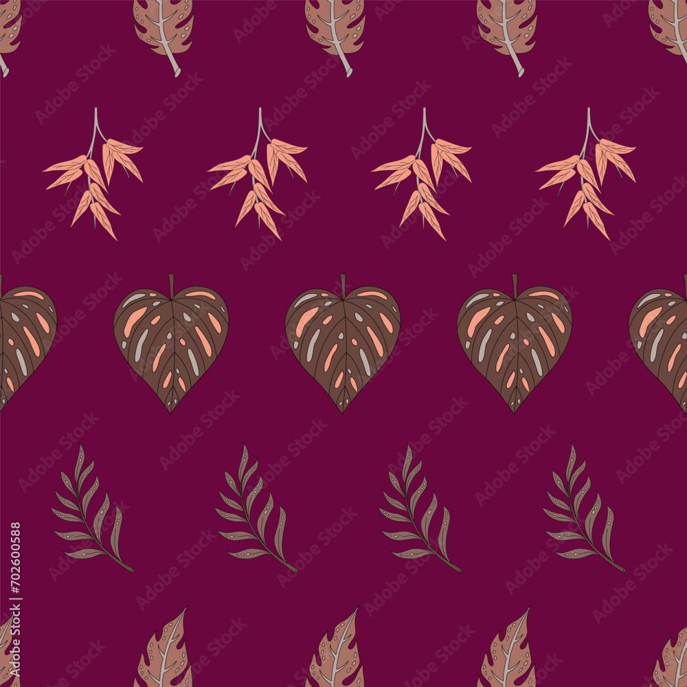 Seamless tropical leaf pattern. perfect for decoration and textiles. vector surface repeat pattern. illustration