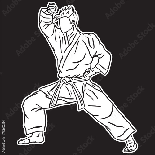 karate icon black white silhouette vector logo