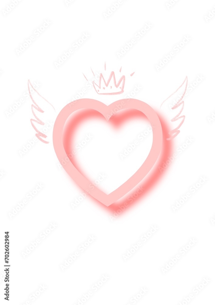 heart with wings paper cut style. Perfect for Valentine’s and love season. Pink pastel origami design heart with wings paper cut style. Perfect for Valentine’s and love season. Pink pastel origami design