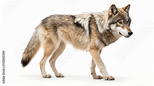 Timber wolf or Grey Wolf Canes lupus isolated on white background