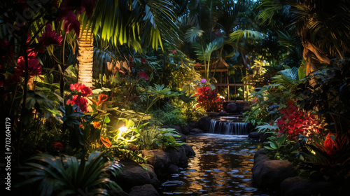 Tropical Backyard Garden Illumination.