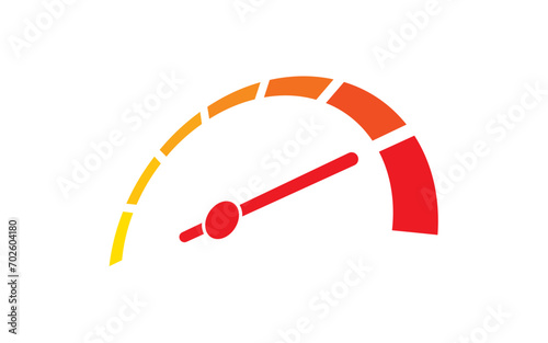 yellow-red perspective speedometer. half circle dial symbol