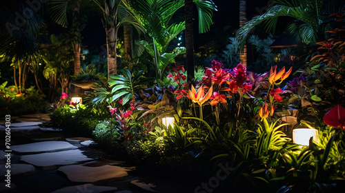 Tropical Backyard Garden Illumination.