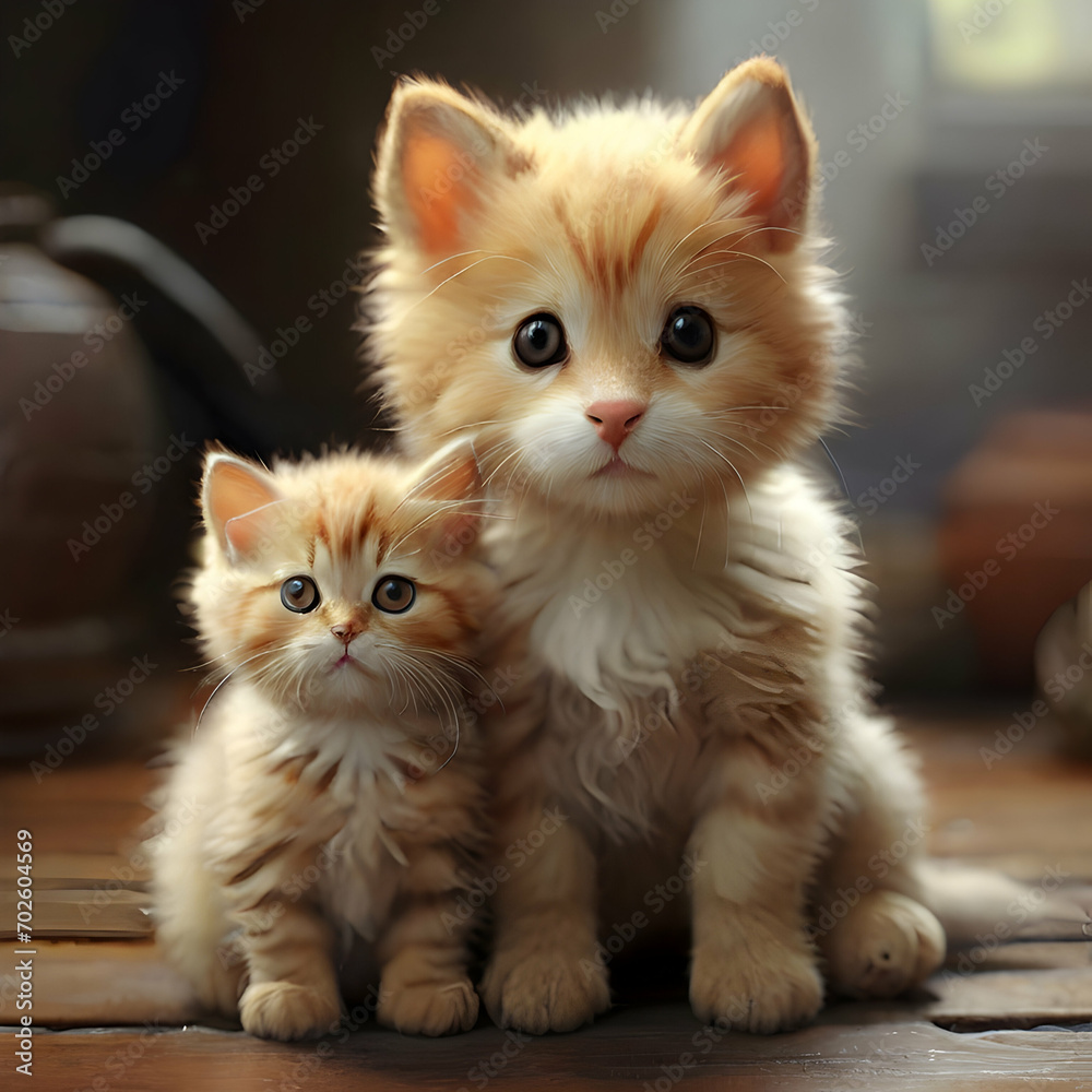 Cute beautiful two kittens light brown color