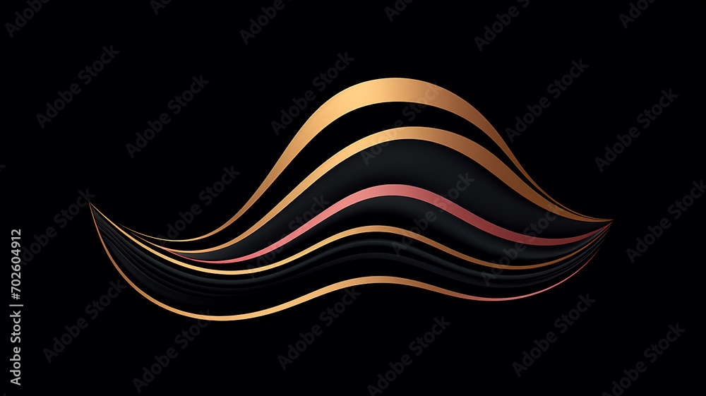 Fototapeta premium pink gold line drawing logo with bold thick lines