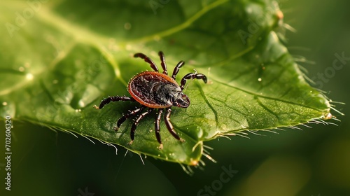 Close-up shot of a deer tick - the tiny parasite known for spreading dangerous Lyme disease to humans	