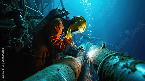 underwater welder marine engineering seaman's working photo