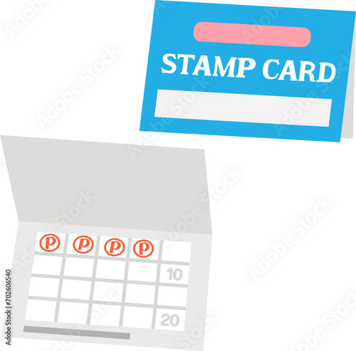 二つ折りのスタンプカード、ポイントカード