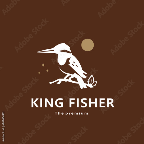 animal king fisher natural logo vector icon silhouette retro hipster