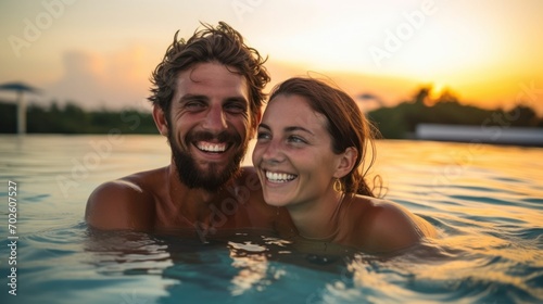 Joyful Pool Moments with a Young Couple