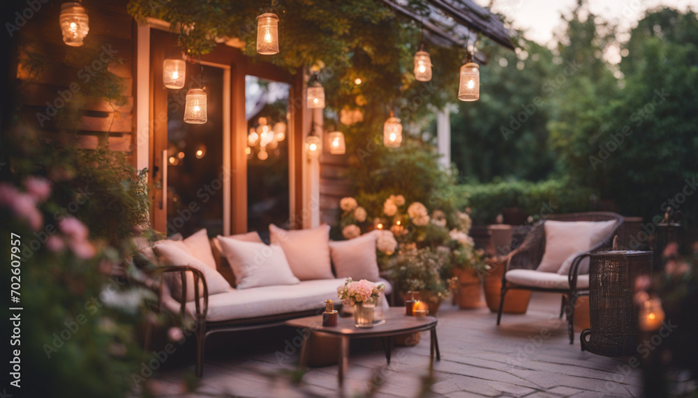 Obraz premium Cozy outdoor cafe terrace