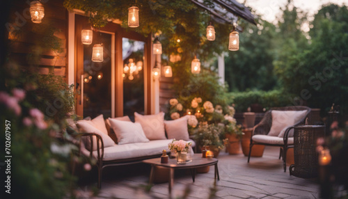 Cozy outdoor cafe terrace