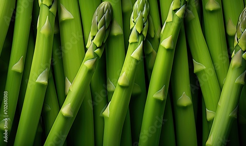 rows of fresh green asparagus. generative AI