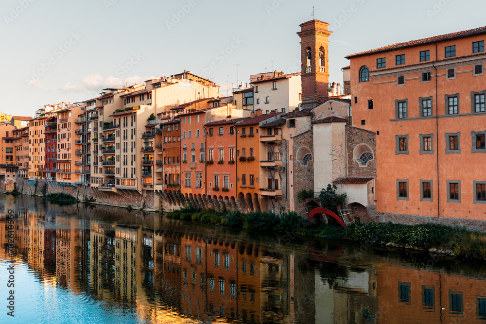 Arno River Houses Florence Sunset