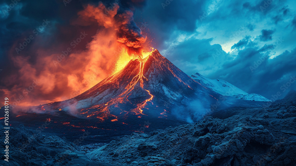 volcanic eruption - obrazy, fototapety, plakaty 