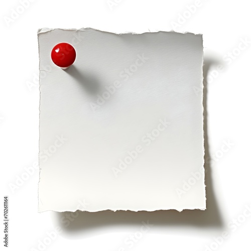 Weiße Notiz mit rotem Reißnagel photo