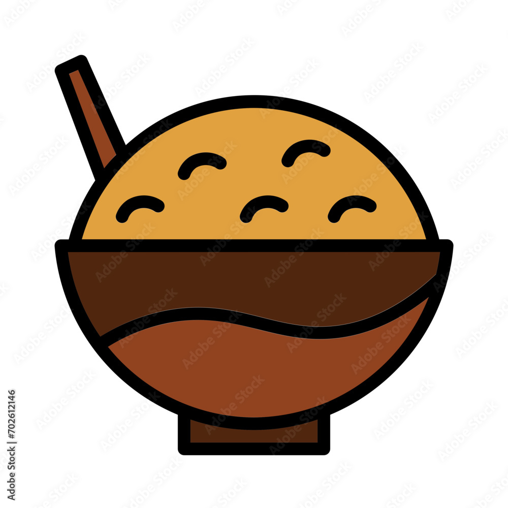 Bowl Food Rice Filled Outline Icon Bowl Food Rice Filled Outline Icon