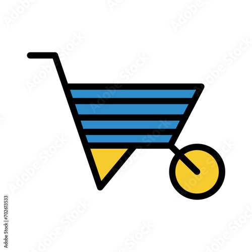 Construction Tool Wheelbarrow Filled Outline Icon