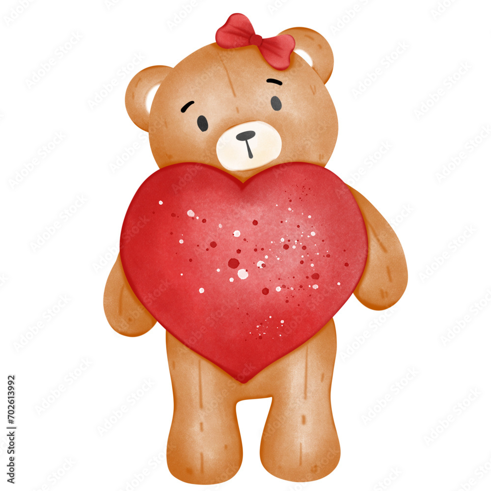 Naklejka premium teddy bear with heart