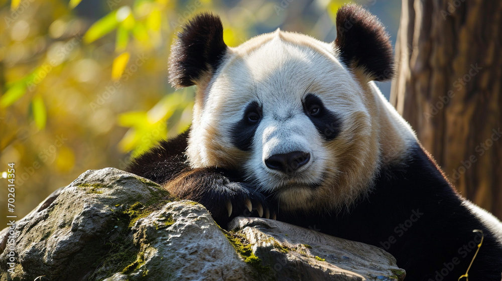 Obraz premium Close ups of pandas in the bamboo forest