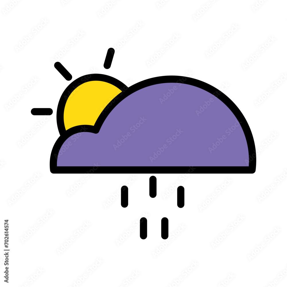 Cloud Rain Sun Filled Outline Icon Cloud Rain Sun Filled Outline Icon