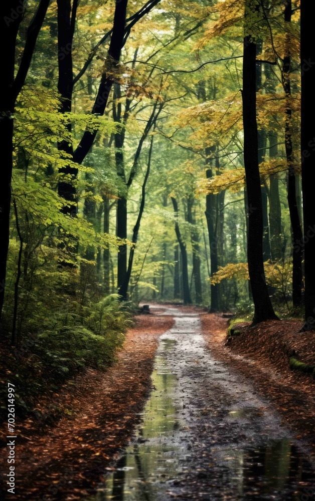 Image of a Calm Forest Path at Night Image of a Calm Forest Path at Night