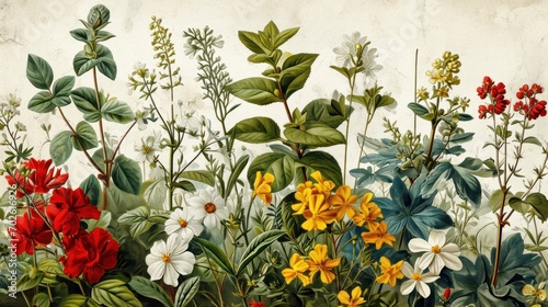 Elegant Vintage Herbarium Assorted Flora