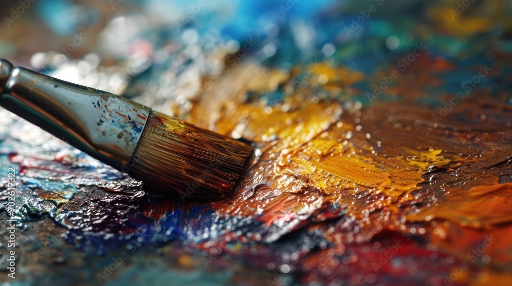Paintbrush Painting a Colorful Life Path Paintbrush Painting a Colorful Life Path