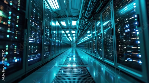 Quantum Computing Data Center with Glowing Processors photo