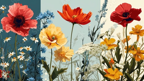 Retro Flower Card Designs in Pastel Shades © Custom Media